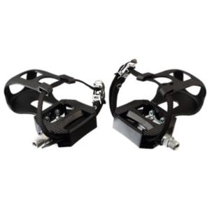 Bike Pedals, Pair, Deluxe Fixed SPD with Toe Cage, 9/16"
