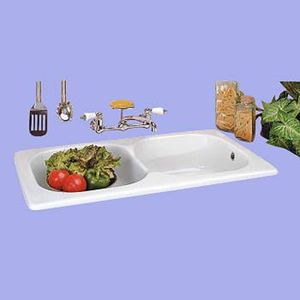 Kitchen Farmhouse Drop-In Counter Sink Porcelain Double Bowl
