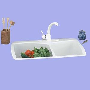 White Kitchen Sink Carea Counter Double Sink