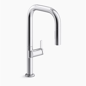 Pull-down kitchen sink faucet with two-function sprayhead